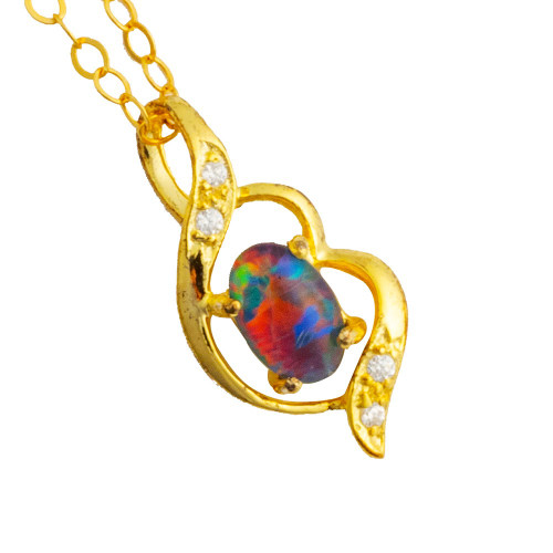 HIDDEN GEMS 18KT YELLOW GOLD PLATED AUSTRALIAN OPAL NECKLACE