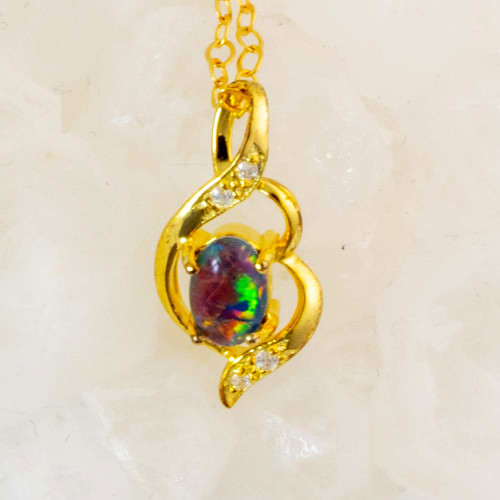 HIDDEN GEMS 18KT YELLOW GOLD PLATED AUSTRALIAN OPAL NECKLACE