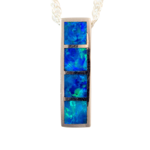 * A DEEP SEA 14KT WHITE GOLD AUSTRALIAN OPAL NECKLACE