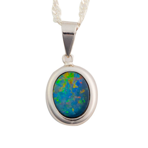 * OCEAN SPLASH 14KT WHITE GOLD AUSTRALIAN OPAL NECKLACE