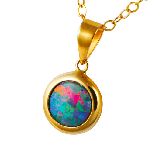 * A TIME CAPSULE 14KT GOLD AUSTRALIAN OPAL NECKLACE