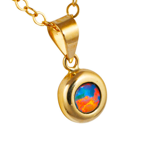 * 1  GREEN GOLD 14KT GOLD AUSTRALIAN OPAL NECKLACE