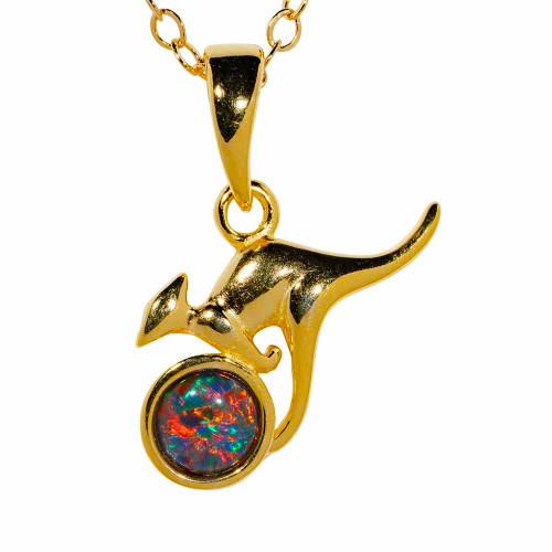 * AUSTRALIAN SKY 18KT GOLD PLATED AUSTRALIAN OPAL NECKLACE