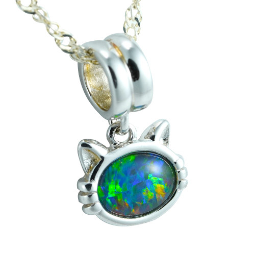 * CAT LOVE STERLING SILVER AUSTRALIAN OPAL NECKLACE