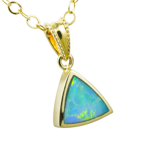 *BLUE LOTUS 14KT GOLD AUSTRALIAN OPAL NECKLACE