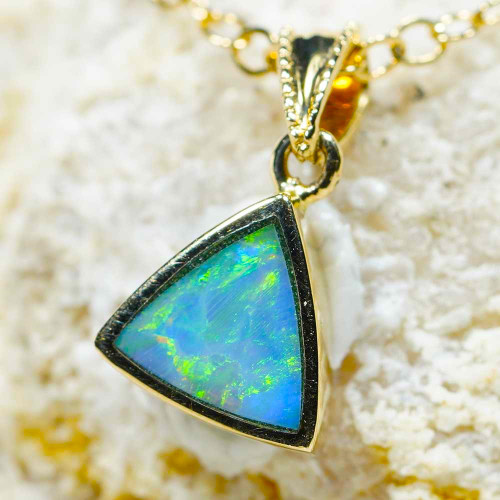 *BLUE LOTUS 14KT GOLD AUSTRALIAN OPAL NECKLACE