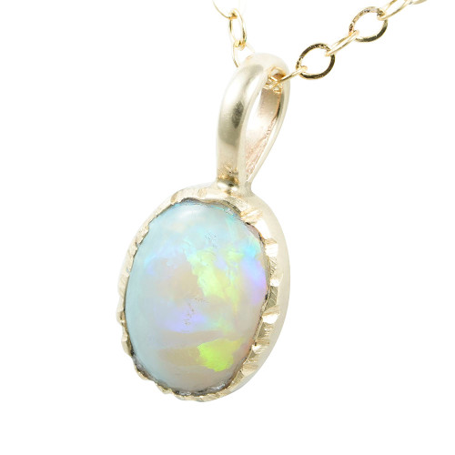 * 1 HOROSCOPES 14KT GOLD AUSTRALIAN OPAL NECKLACE