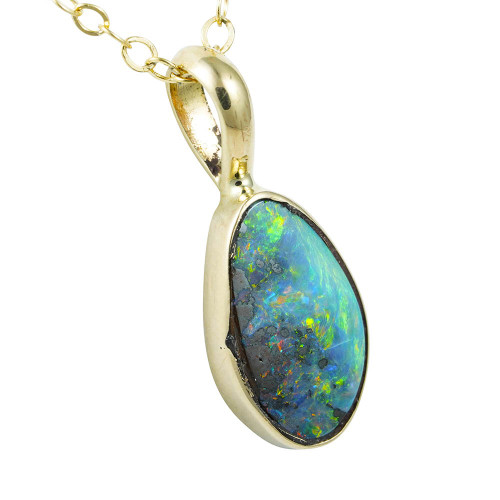 *COMPLEX CITY 14KT GOLD AUSTRALIAN OPAL NECKLACE