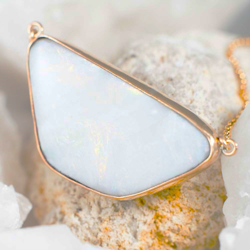 *ARTISAN AURA 14KT ROSE GOLD FILLED AUSTRALIAN OPAL NECKLACE