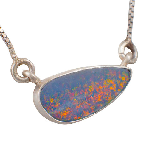 *LUMINANT FLASH STERLING SILVER AUSTRALIAN OPAL NECKLACE