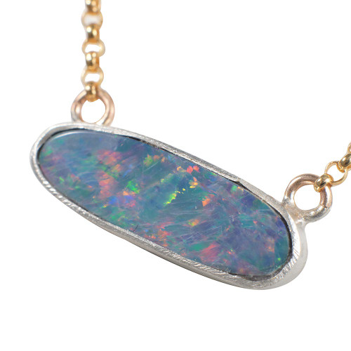 *FINESSE 14KT ROSE GOLD FILLED AUSTRALIAN OPAL NECKLACE