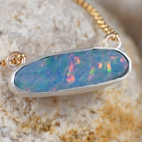 *FINESSE 14KT ROSE GOLD FILLED AUSTRALIAN OPAL NECKLACE