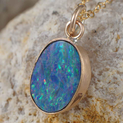 *GEM JAM 14KT ROSE GOLD FILLED AUSTRALIAN OPAL NECKLACE