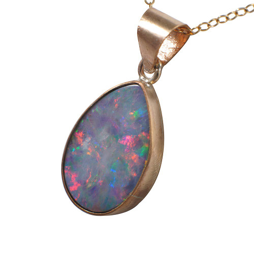 *GEM DANCE 14KT ROSE GOLD FILLED AUSTRALIAN OPAL NECKLACE