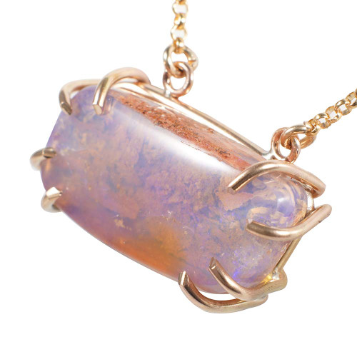 A GEM BLAST 14KT ROSE GOLD FILLED AUSTRALIAN OPAL NECKLACE