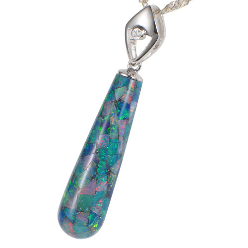 * 1ADORE ME STERLING SILVER AUSTRALIAN OPAL NECKLACE