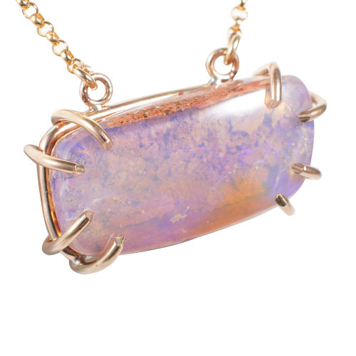 A GEM BLAST 14KT ROSE GOLD FILLED AUSTRALIAN OPAL NECKLACE