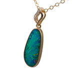 *  GOLDEN HUE 14KT YELLOW GOLD & DIAMOND AUSTRALIAN OPAL NECKLACE