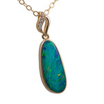 *  GOLDEN HUE 14KT YELLOW GOLD & DIAMOND AUSTRALIAN OPAL NECKLACE