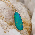 *  GOLDEN HUE 14KT YELLOW GOLD & DIAMOND AUSTRALIAN OPAL NECKLACE