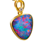 *  1 DALI DALI 14KT YELLOW GOLD & DIAMOND AUSTRALIAN OPAL NECKLACE