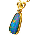 *  1 COOKIE CRUMBLE 14KT YELLOW GOLD & DIAMOND AUSTRALIAN OPAL NECKLACE