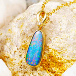 *  1 COOKIE CRUMBLE 14KT YELLOW GOLD & DIAMOND AUSTRALIAN OPAL NECKLACE