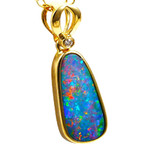 *  1 COOKIE CRUMBLE 14KT YELLOW GOLD & DIAMOND AUSTRALIAN OPAL NECKLACE