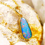 *  1 COOKIE CRUMBLE 14KT YELLOW GOLD & DIAMOND AUSTRALIAN OPAL NECKLACE