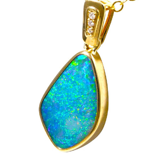 *  IN AWE 14KT YELLOW GOLD & DIAMOND AUSTRALIAN OPAL NECKLACE