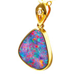 *  1 SENTIMENTAL ATTACHMENT14KT YELLOW GOLD & DIAMOND AUSTRALIAN OPAL NECKLACE