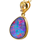 *  1 SPIRITED 14KT YELLOW GOLD & DIAMOND AUSTRALIAN OPAL NECKLACE