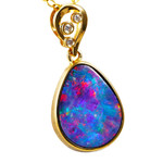 *  1 SPIRITED 14KT YELLOW GOLD & DIAMOND AUSTRALIAN OPAL NECKLACE