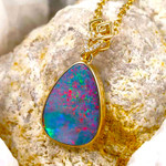 *  1 AWE ENTANGLEMENT 14KT YELLOW GOLD & DIAMOND AUSTRALIAN OPAL NECKLACE