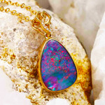 *  1 AWE ENTANGLEMENT 14KT YELLOW GOLD & DIAMOND AUSTRALIAN OPAL NECKLACE