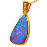 *  1 LADY ADA 14KT YELLOW GOLD & DIAMOND AUSTRALIAN OPAL NECKLACE