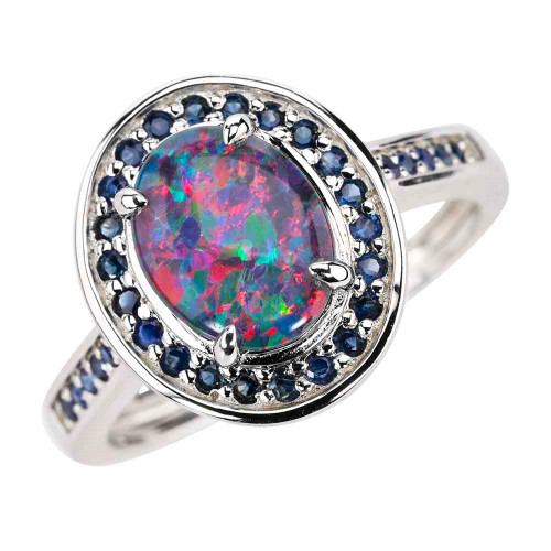 *1 A SWEET TREAT STERLING SILVER AUSTRALIAN OPAL RING