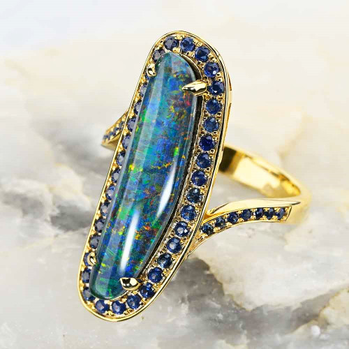 *  TICKLED 18KT GOLD PLATED AUSTRALIAN OPAL RING