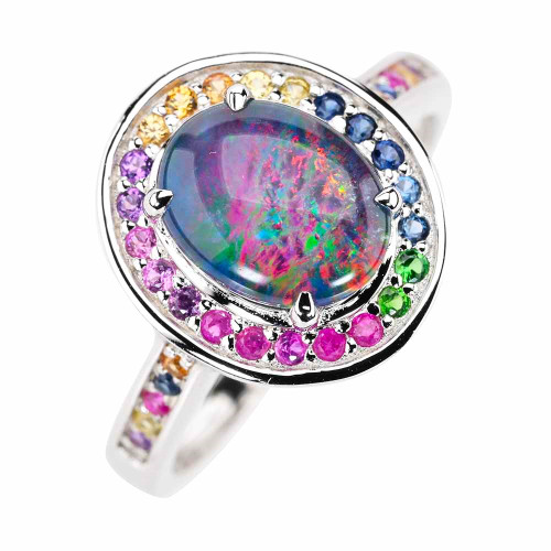   *   CANDY GEM STERLING SILVER AUSTRALIAN OPAL RING