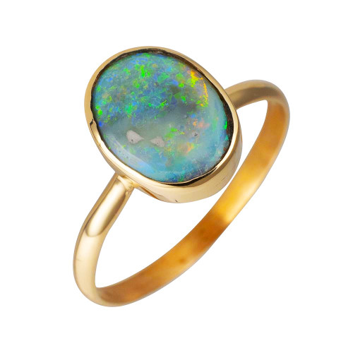 HIGH LIGHT 14KT YELLOW GOLD AUSTRALIAN OPAL RING