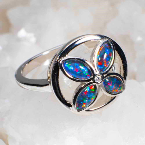   *    ELLISPE STERLING SILVER AUSTRALIAN OPAL RING