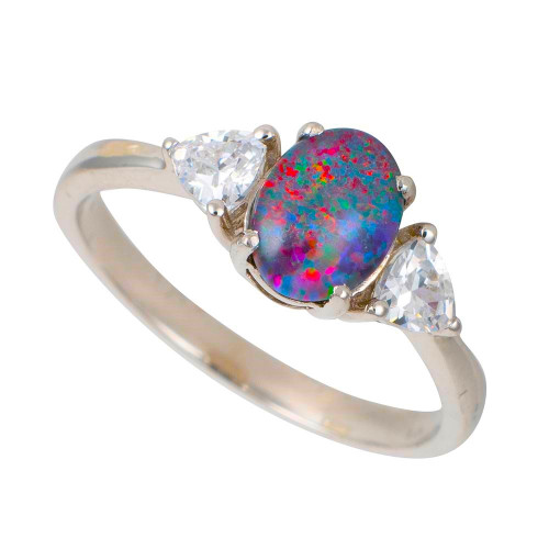 LIGHTWAVES STERLING SILVER AUSTRALIAN OPAL RING