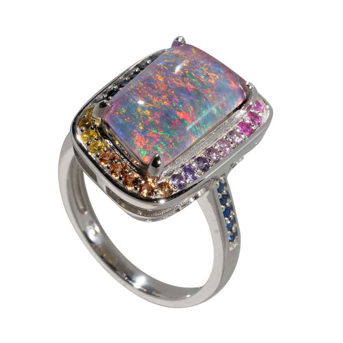 *   1 LEXI'S LUSTER STERLING SILVER AUSTRALIAN OPAL RING