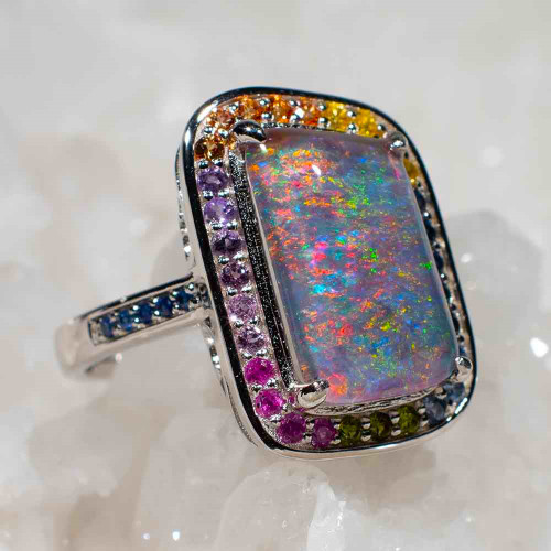 *   1 LEXI'S LUSTER STERLING SILVER AUSTRALIAN OPAL RING