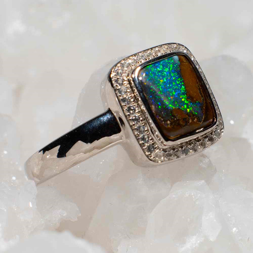 STARRY SKY STERLING SILVER AUSTRALIAN BOULDER OPAL RING