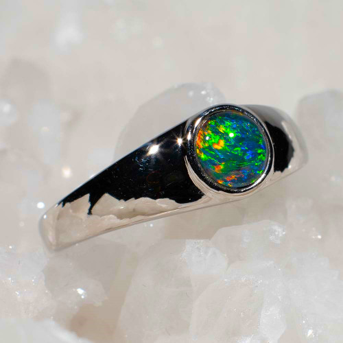 ATMOSPHERIC STERLING SILVER AUSTRALIAN OPAL RING