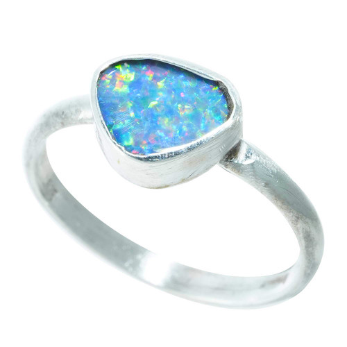 *CHROMATIC PALLETE STERLING SILVER AUSTRALIAN OPAL RING