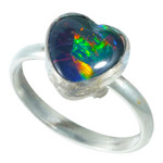 *EMBERS OF ELEGANCE STERLING SILVER AUSTRALIAN OPAL RING