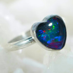 *EMBERS OF ELEGANCE STERLING SILVER AUSTRALIAN OPAL RING