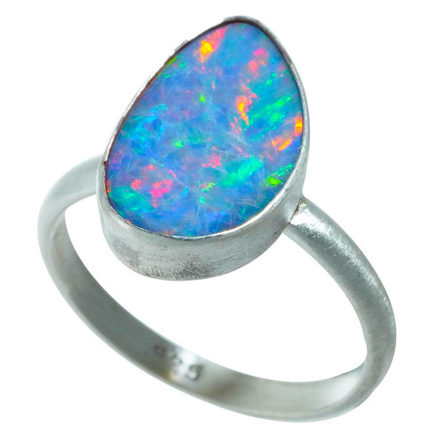 * 1 ECHO FLASHES STERLING SILVER AUSTRALIAN OPAL RING